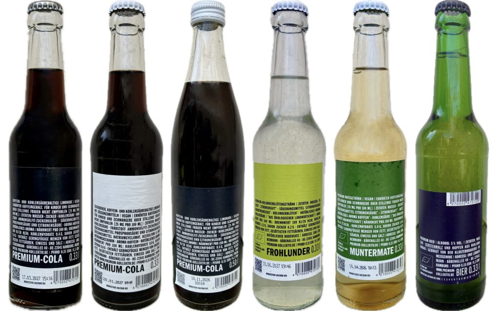 Premium-Cola, Premium-Cola zuckerfrei, Premium-Cola 0,5 Liter, Fohlunder, Muntermate, Premium-Bier